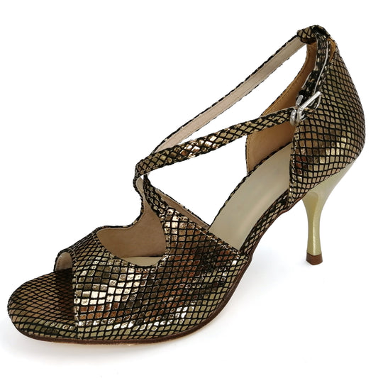 Elegant gold leather high heel Pro Dancer Argentine Tango shoes PD9033A5