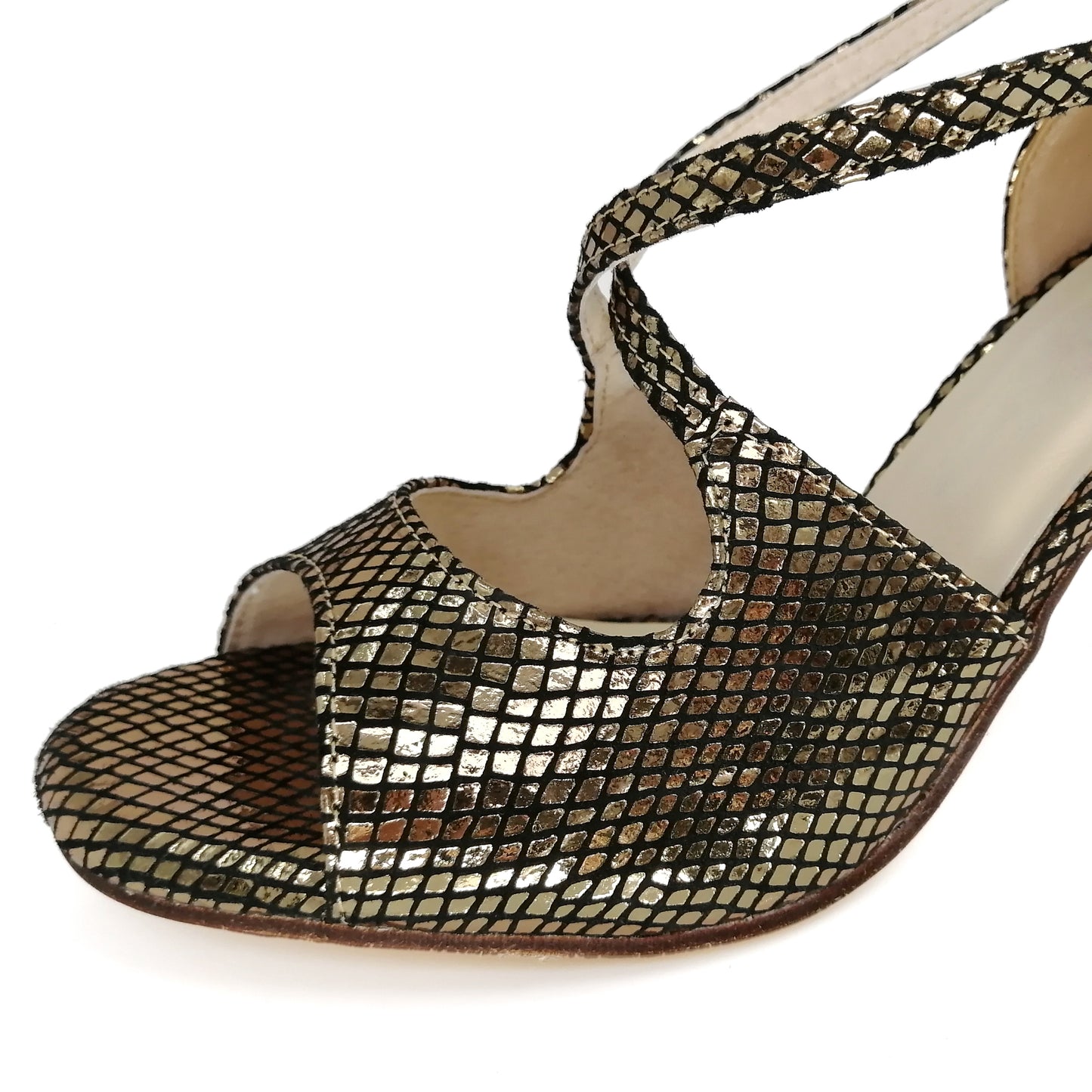 Pro Dancer Women's Argentine Tango Shoes High Heel Dance Sandals Leather Sole Gold (PD9033A)