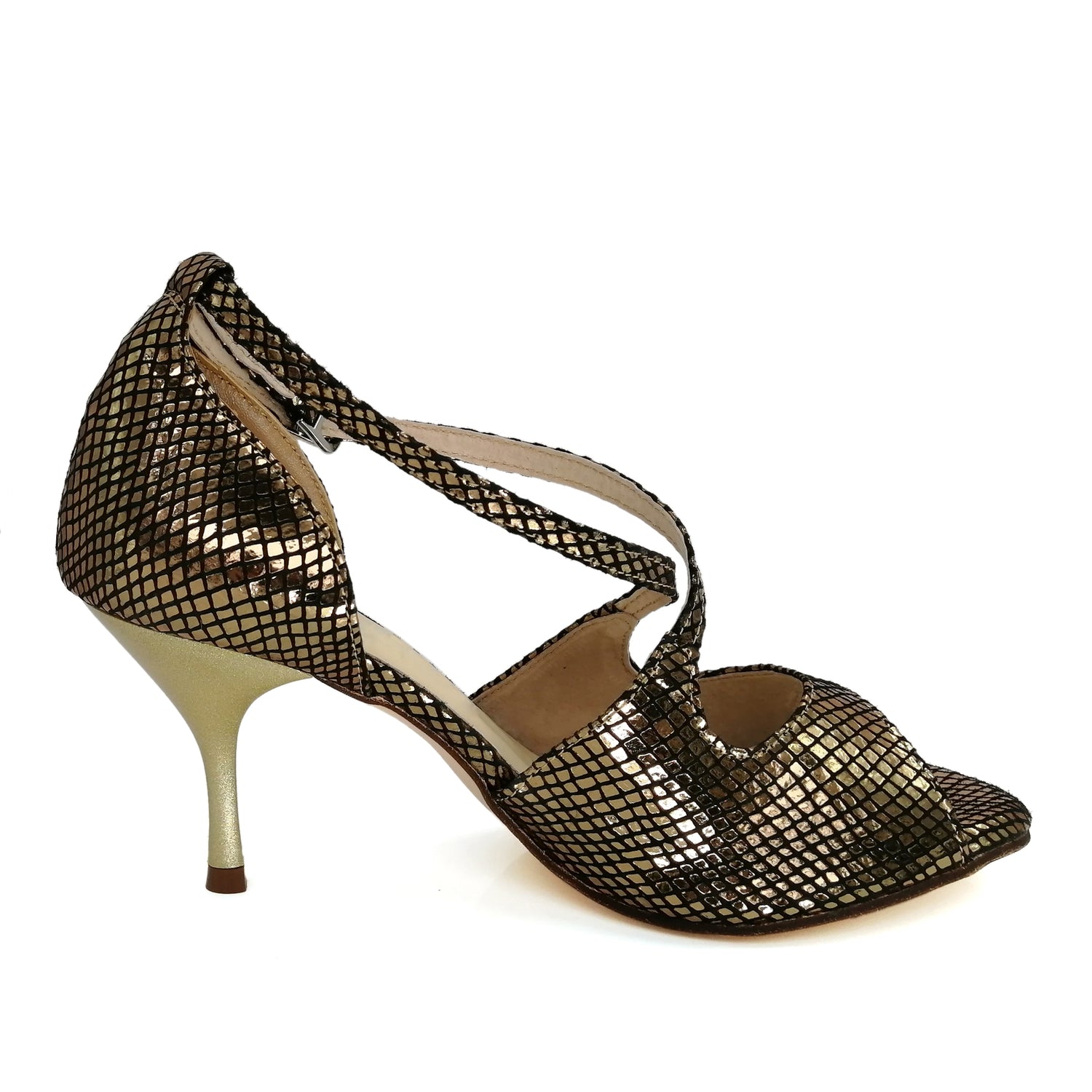 Elegant gold leather high heel Pro Dancer Argentine Tango shoes PD9033A1