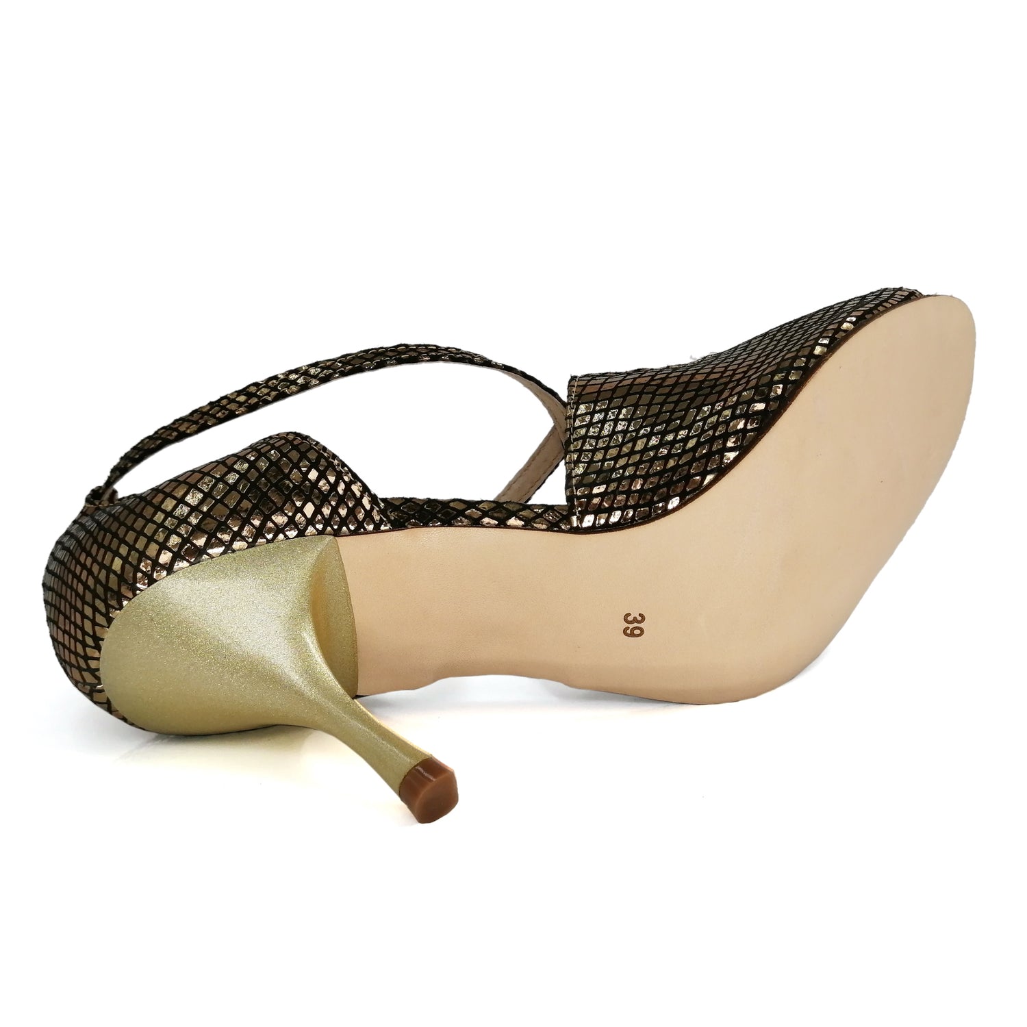 Elegant gold leather high heel Pro Dancer Argentine Tango shoes PD9033A3