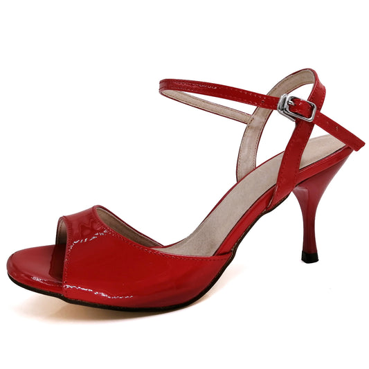 Pro Dancer Women's High Heel Tango Shoes Dance Sandals with Leather Sole in Red (PD-9007B)2