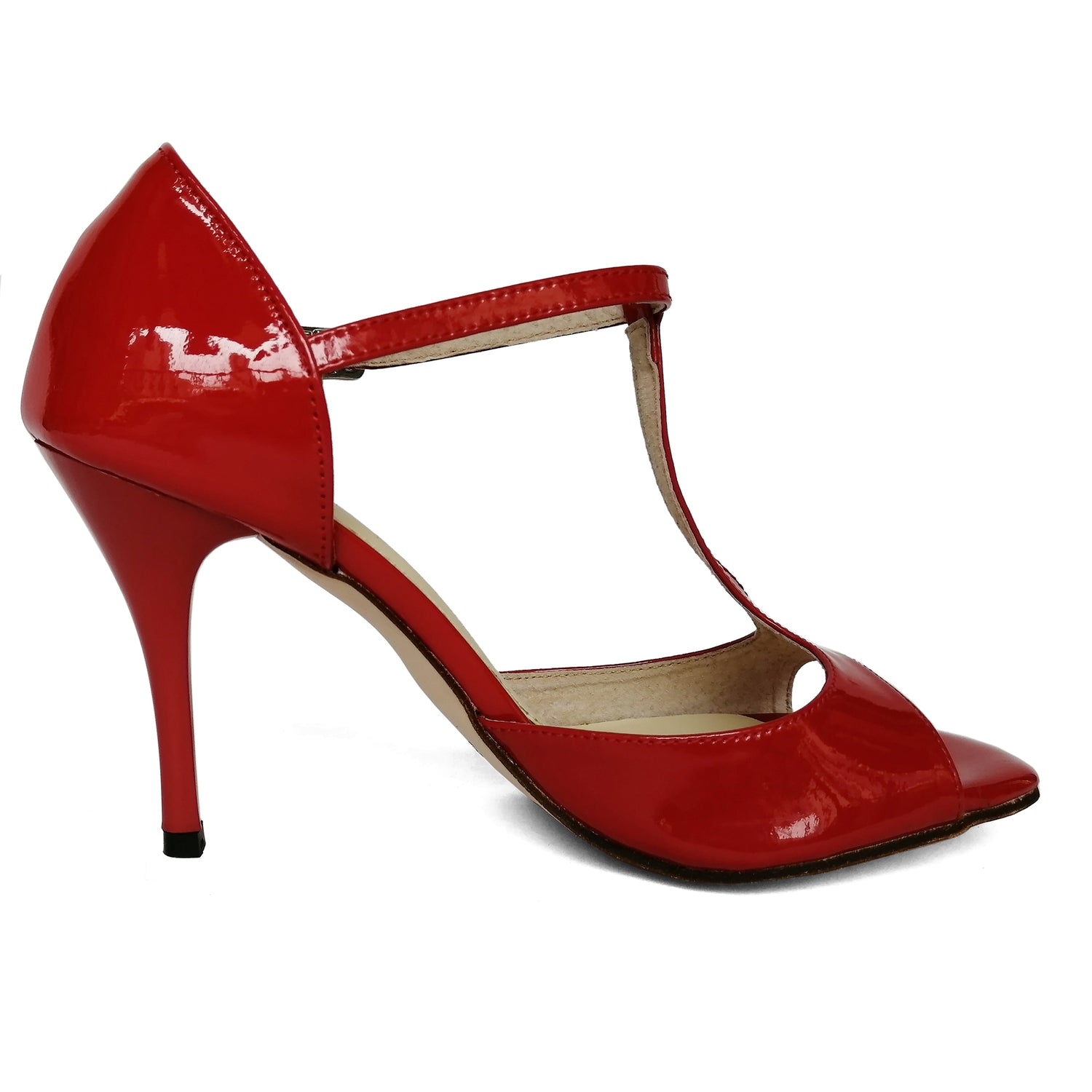 Pro Dancer Women's Red Leather High Heel Tango Dance Shoes PD9023A4