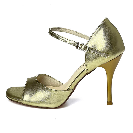 Pro Dancer gold Argentine tango shoes for women with high heels and leather dance sandals5