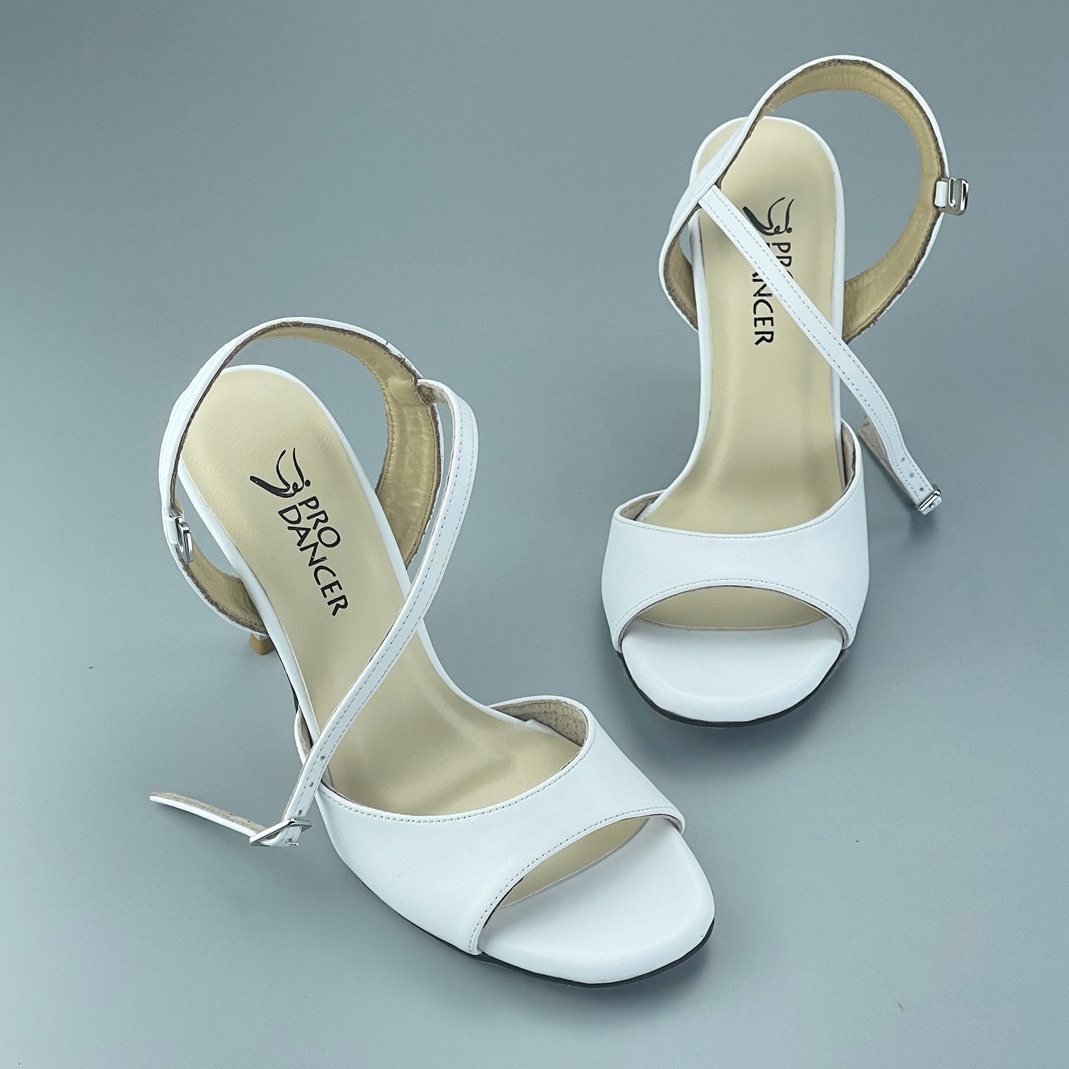 Elegant white leather high heel Pro Dancer women's tango shoes PD-9007F1