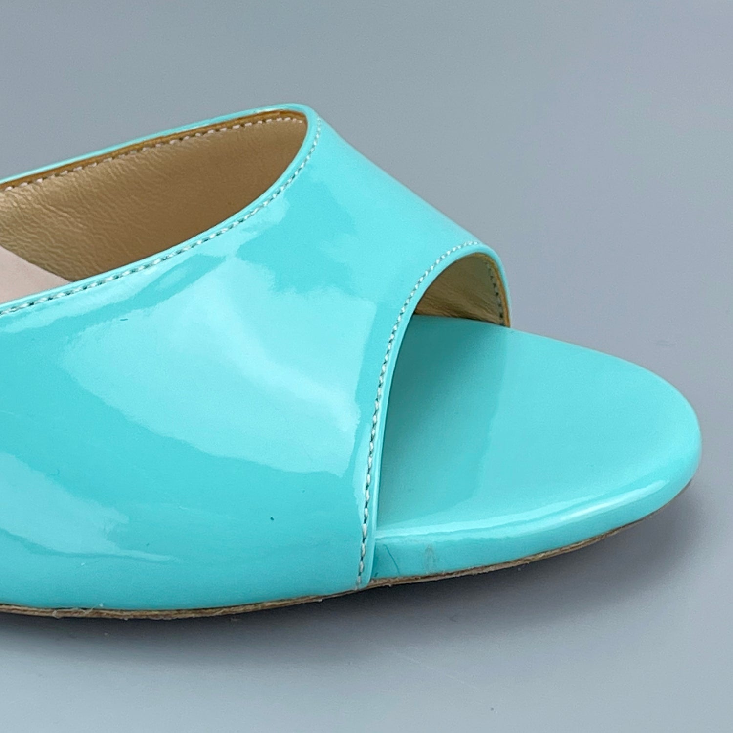 Pro Dancer Peep-toe blue tango shoes with closed-back high heels and hard leather sole (PD-9050A)5