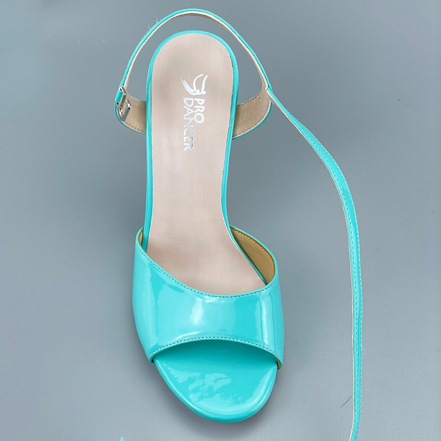 Pro Dancer Peep-toe blue tango shoes with closed-back high heels and hard leather sole (PD-9050A)7