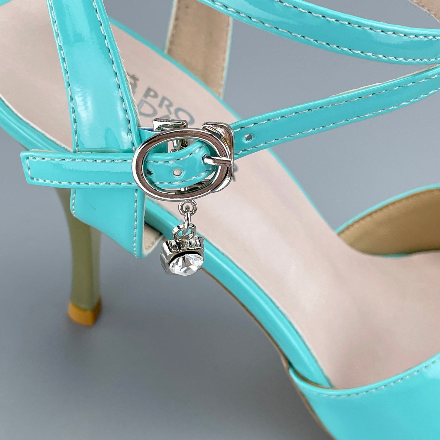 Pro Dancer Peep-toe blue tango shoes with closed-back high heels and hard leather sole (PD-9050A)10