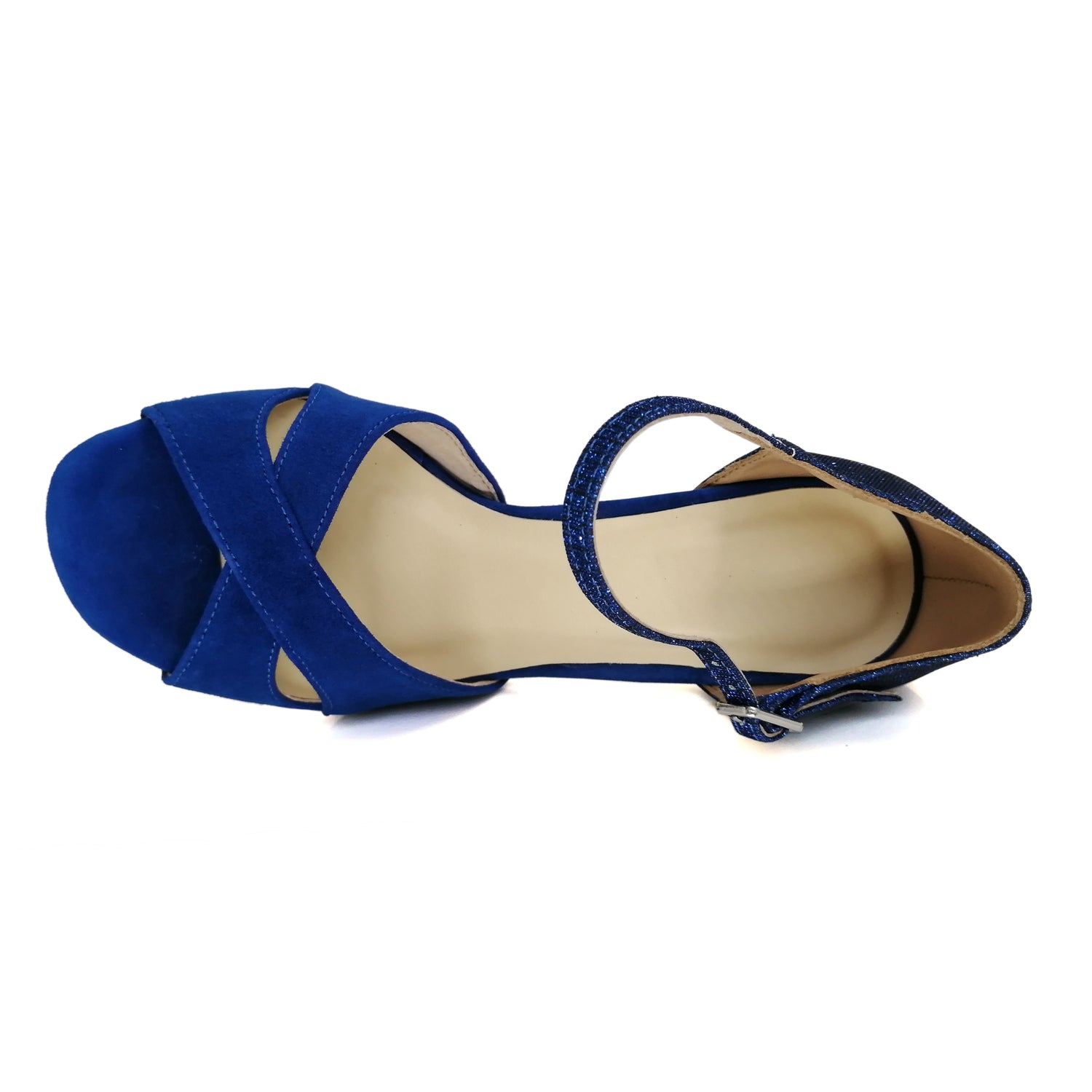 Pro Dancer Women's Argentine Tango Shoes High Heel Dance Sandals Leather Sole Blue PD9039A6