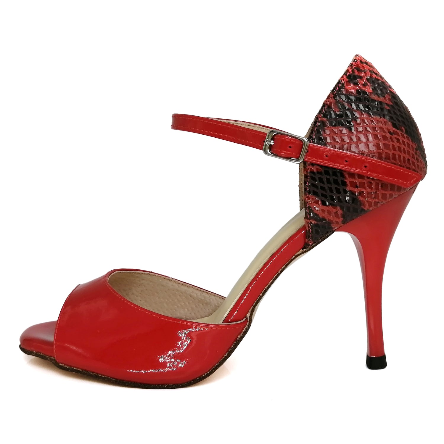 Pro Dancer red leather high heels Argentine Tango dance sandals2