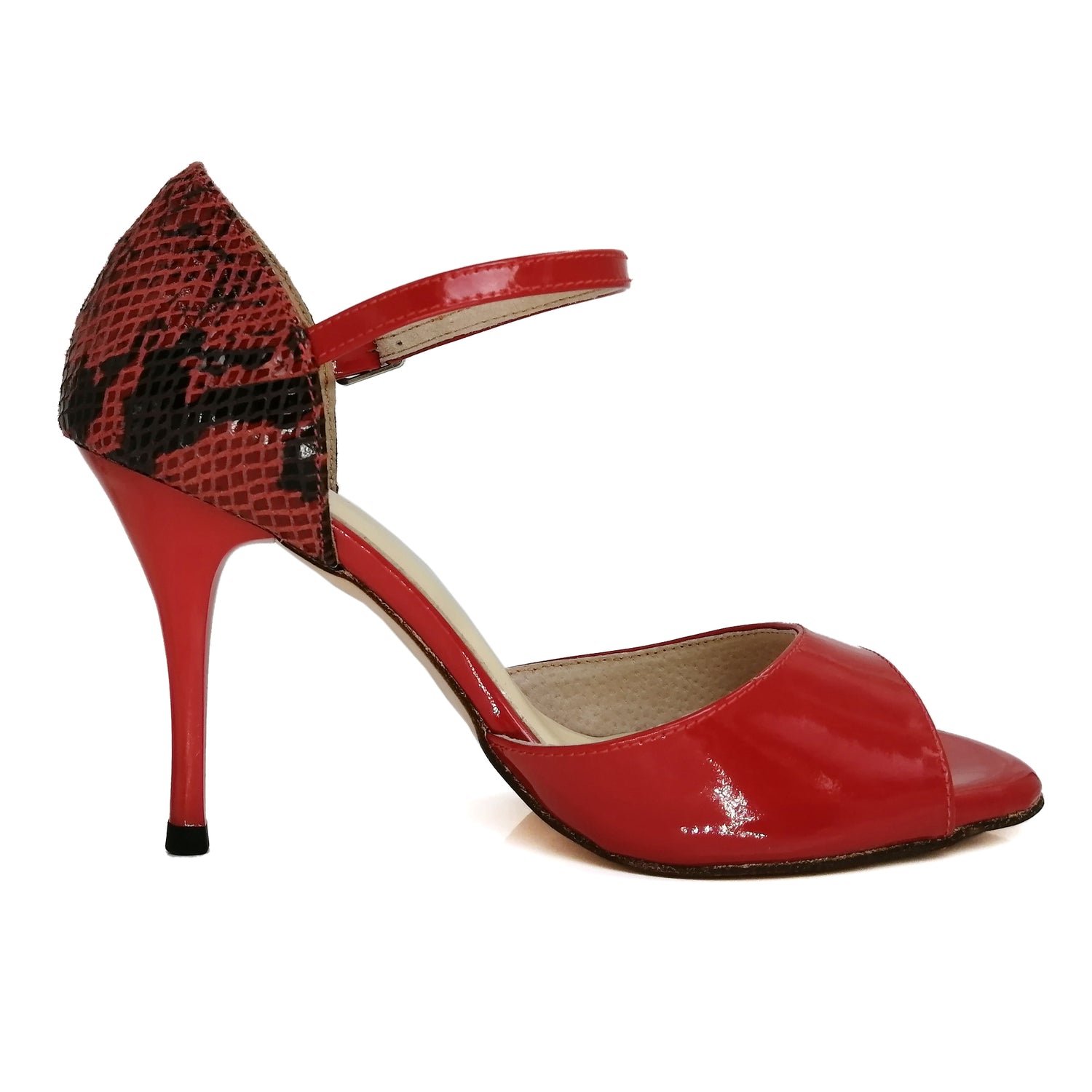 Pro Dancer red leather high heels Argentine Tango dance sandals1