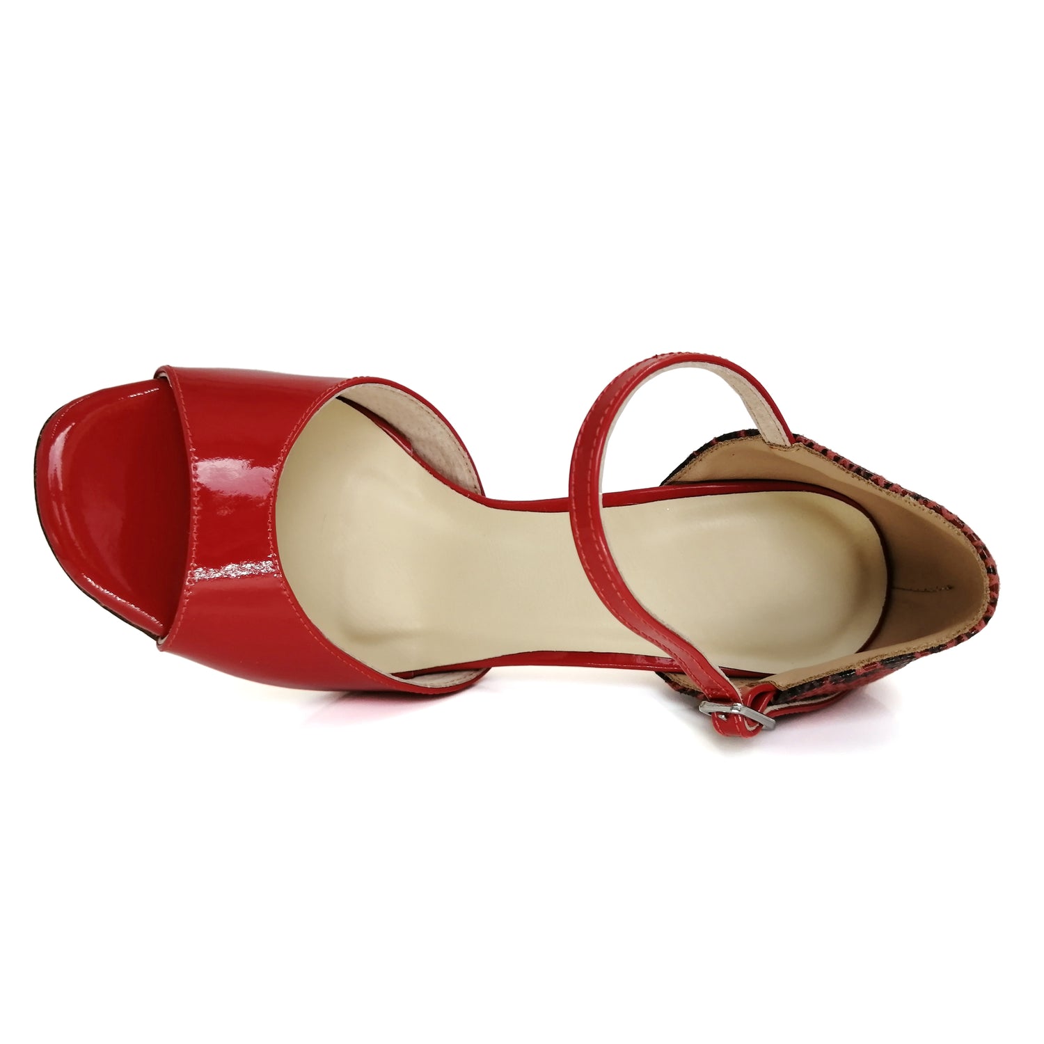 Pro Dancer red leather high heels Argentine Tango dance sandals6