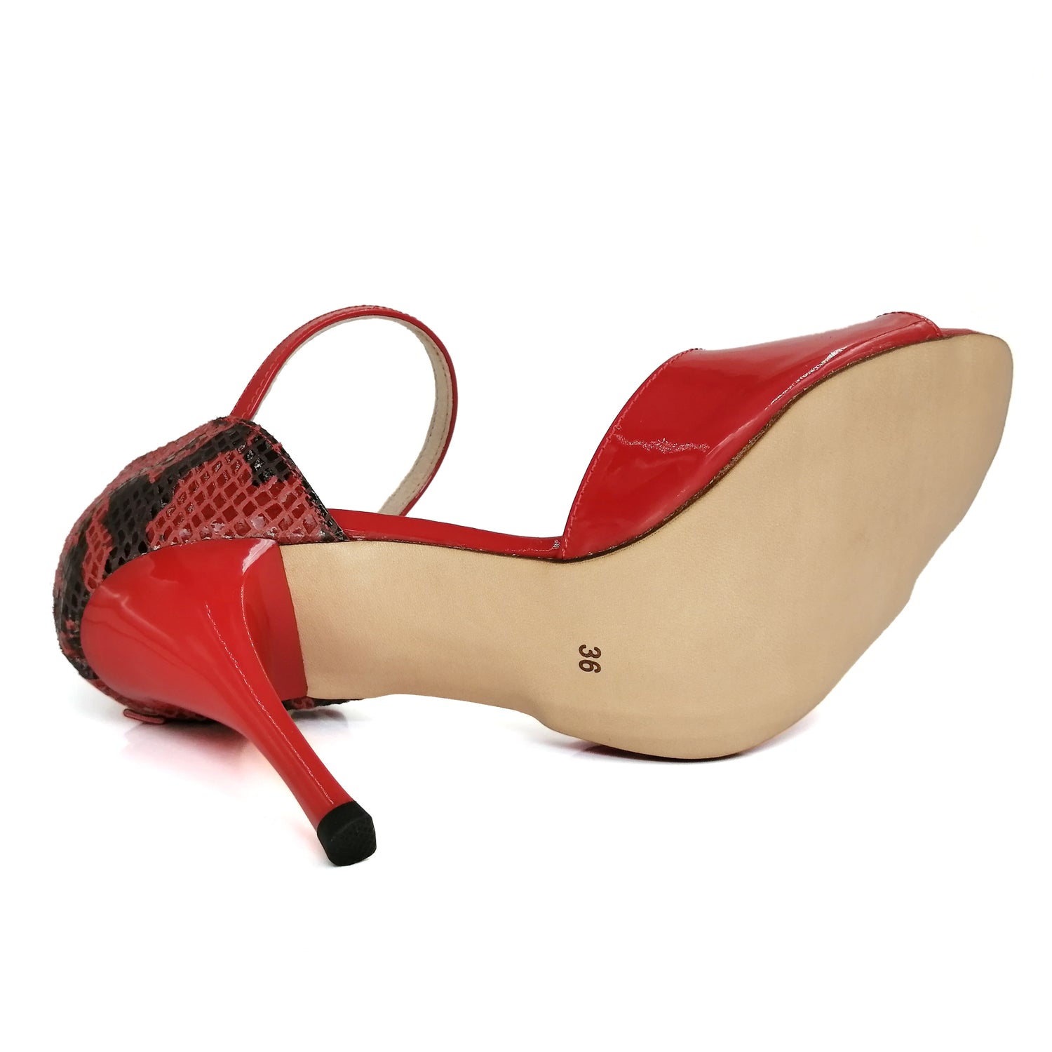 Pro Dancer red leather high heels Argentine Tango dance sandals5