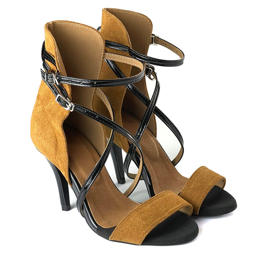Pro Dancer Womens Ballroom Dance Booties High Heel Suede Sole Rubber Sole Brown PD-B-0210