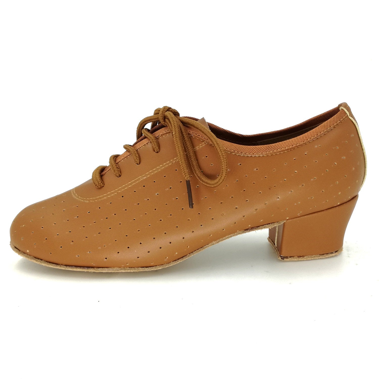 Women brown lace-up closed-toe ballroom dancing shoes with suede sole for tango and latin practice (PD5002E)2