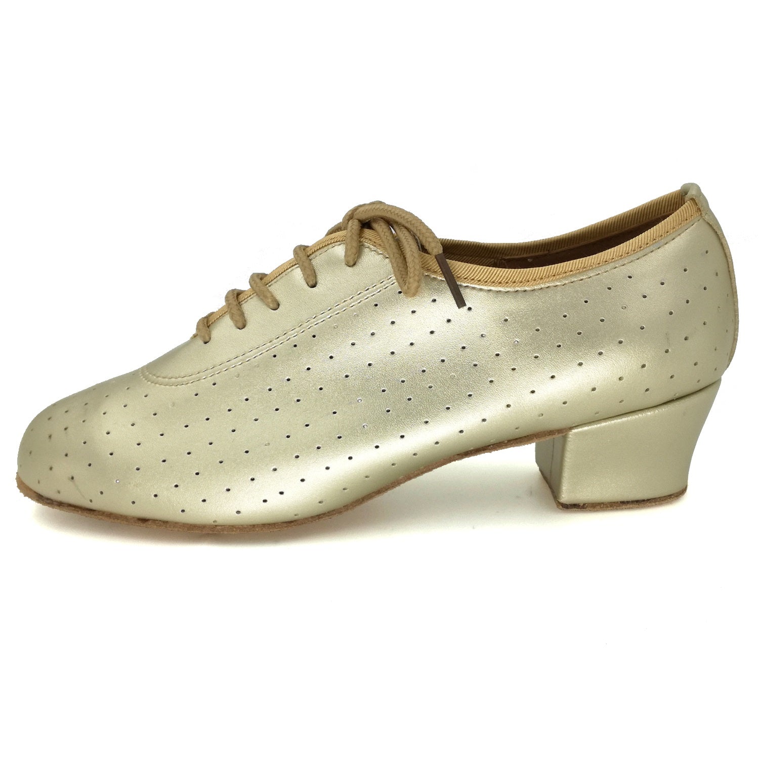 Women Ballroom Dancing Shoes with Suede Sole Lace-up Closed-toe in Gold for Tango Latin Practice (PD5002D)1