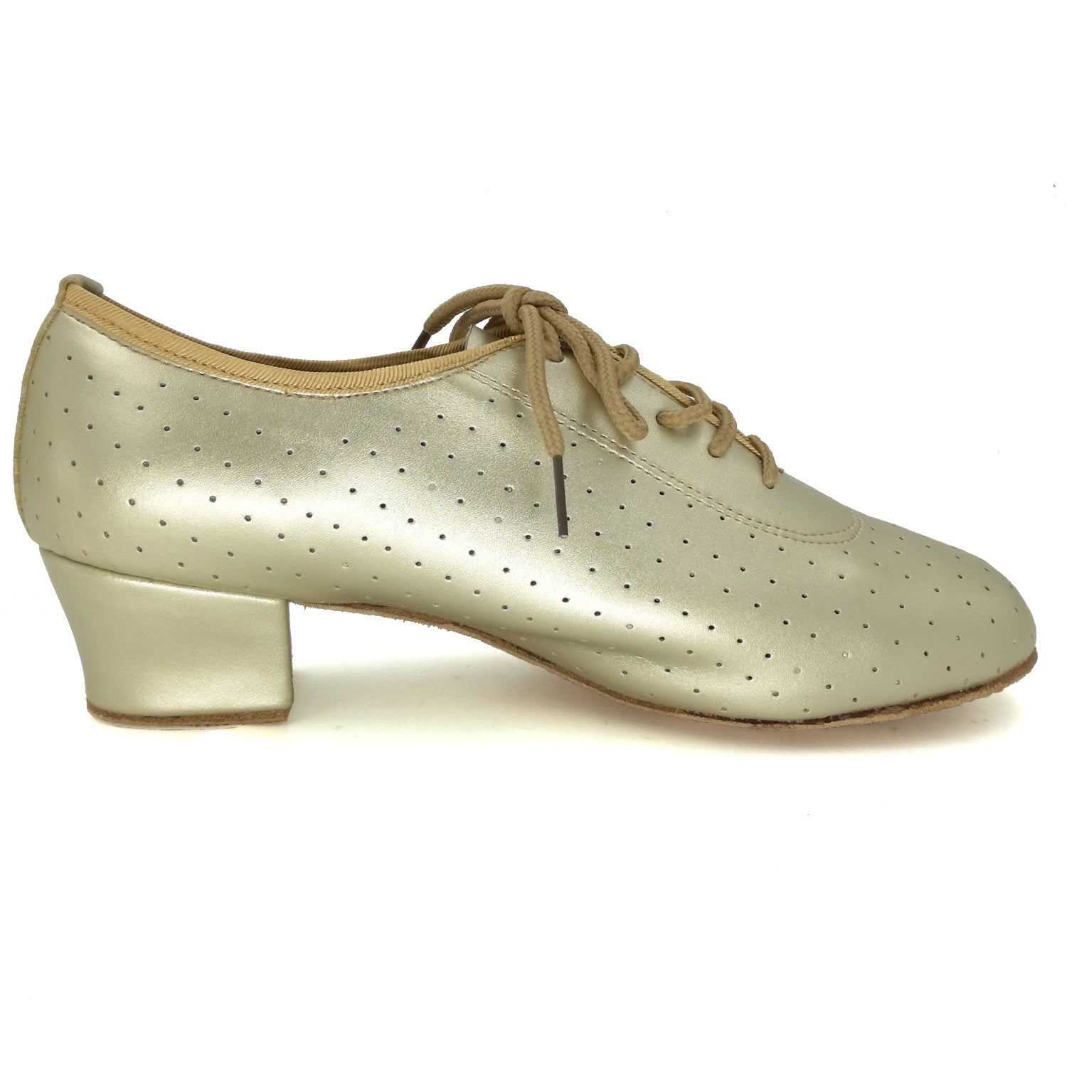 Women Ballroom Dancing Shoes with Suede Sole Lace-up Closed-toe in Gold for Tango Latin Practice (PD5002D)2