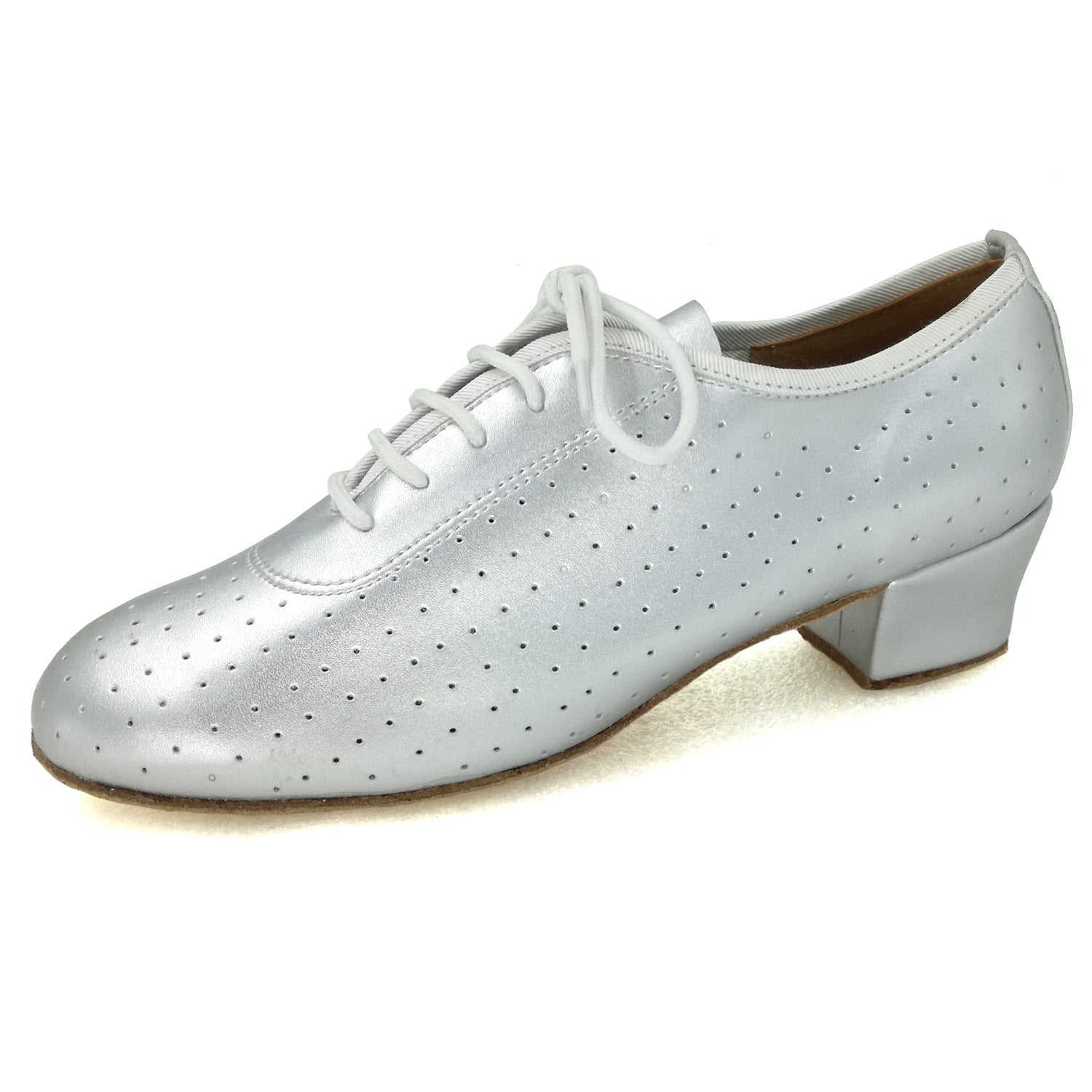 Women Ballroom Dancing Shoes with Suede Sole Lace-up Closed-toe in Silver for Tango Latin Practice (PD5002C)3