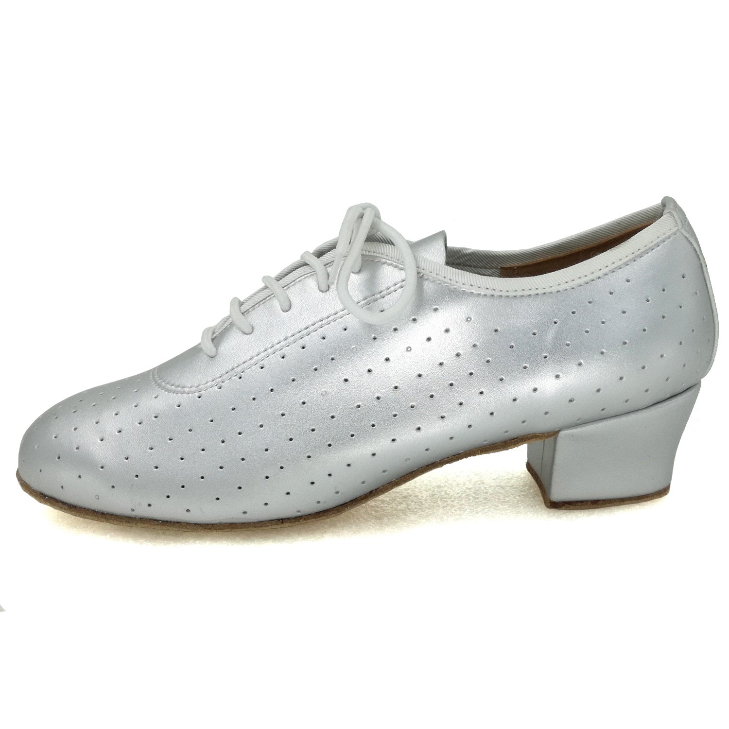 Women Ballroom Dancing Shoes with Suede Sole Lace-up Closed-toe in Silver for Tango Latin Practice (PD5002C)1