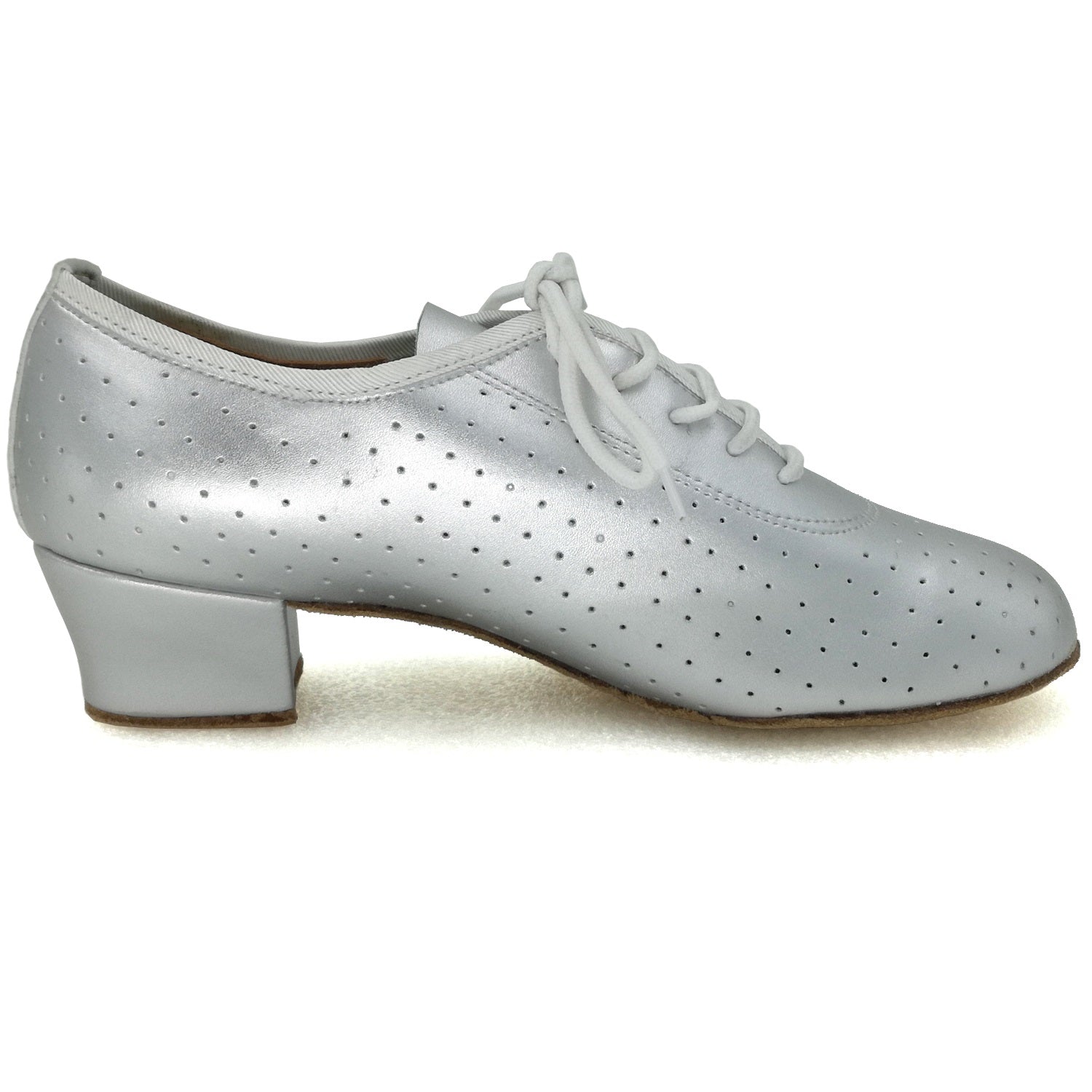Women Ballroom Dancing Shoes with Suede Sole Lace-up Closed-toe in Silver for Tango Latin Practice (PD5002C)2