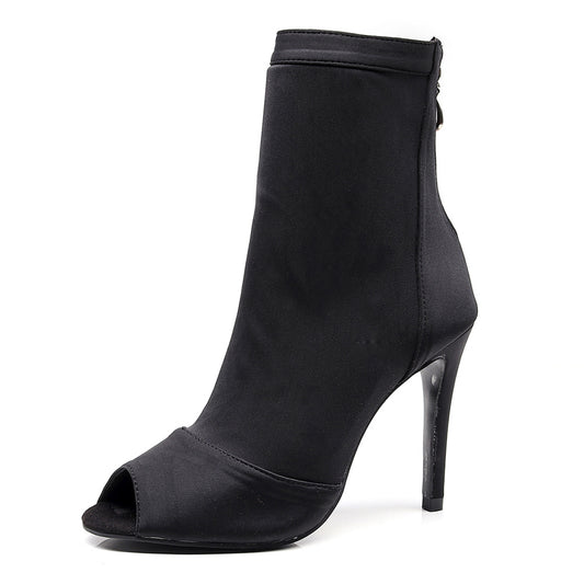 Pro Dancer Women's Ballroom Dance Bootie with Suede and Rubber Sole High Heel2