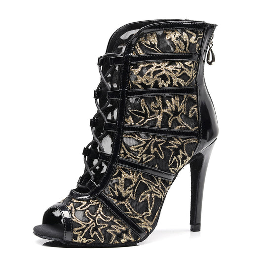 Pro Dancer Womens Ballroom Dance Bootie with High Heel and Suede or Rubber Sole (PD-B-011)3