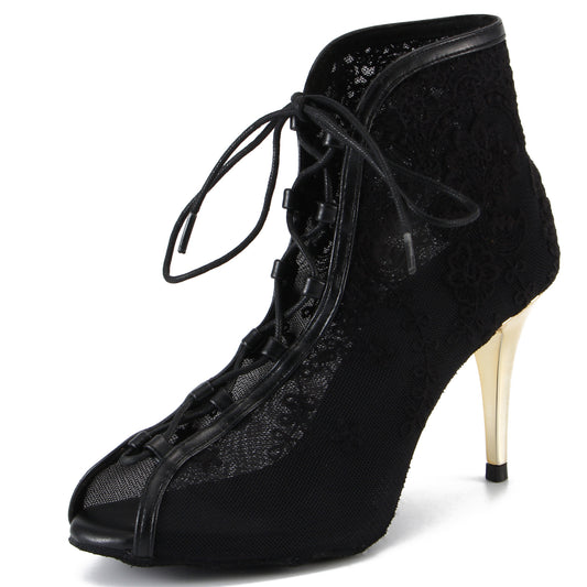 Pro Dancer Womens Ballroom Dance Bootie with High Heel and Suede or Rubber Sole (PD-B-003)7