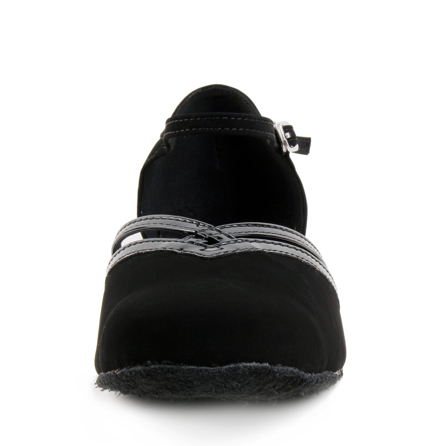 Women Ballroom Dancing Shoes Ladies Tango Latin Practice Dance Shoe Suede Sole Buckle-up Closed-toe Black (PD8881A)