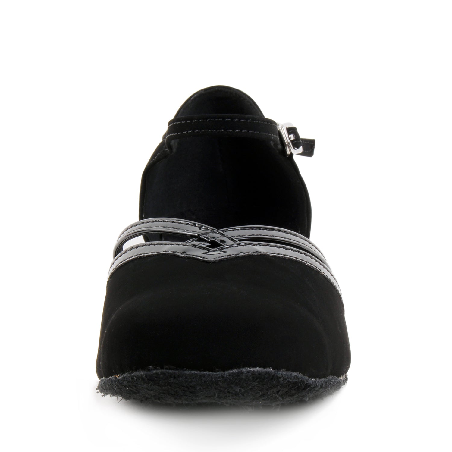 Women Ballroom Dancing Shoes with Suede Sole and Buckle-up Closed-toe in Black for Tango Latin Practice (PD8881A)5