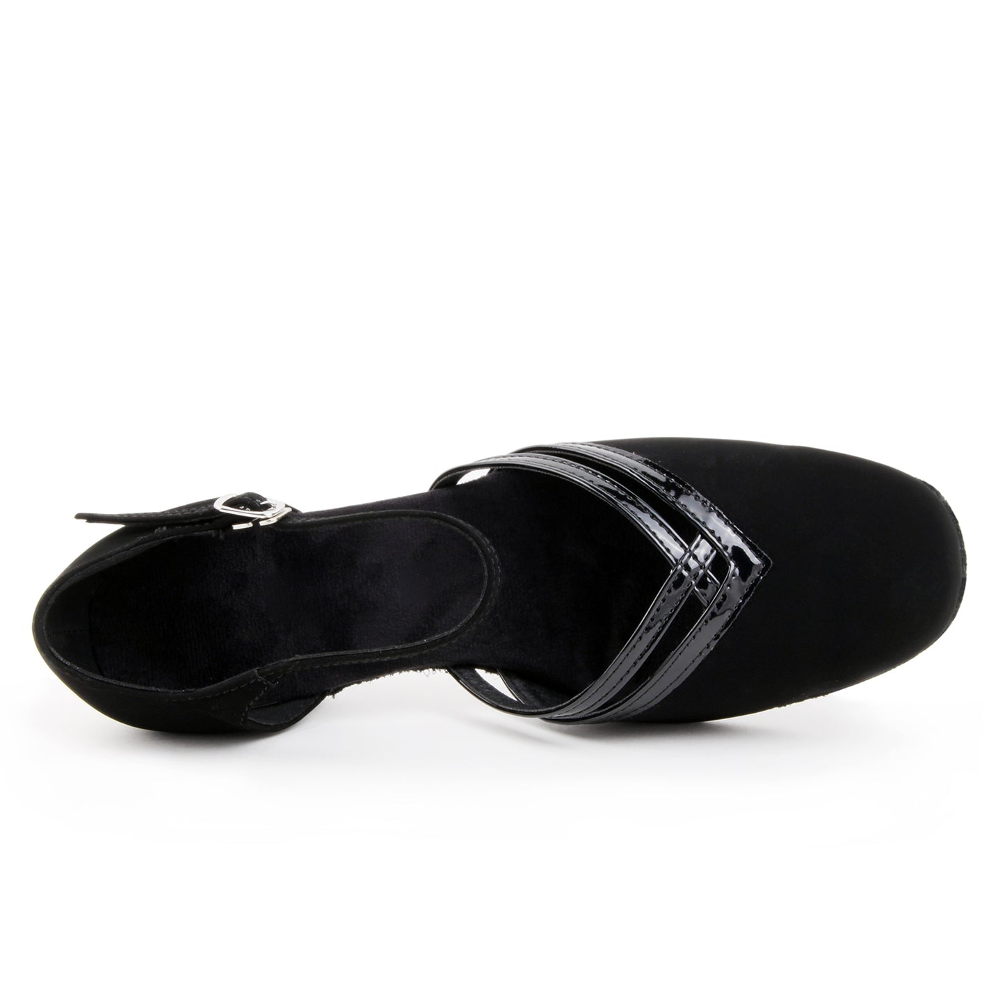 Women Ballroom Dancing Shoes Ladies Tango Latin Practice Dance Shoe Suede Sole Buckle-up Closed-toe Black (PD8881A)