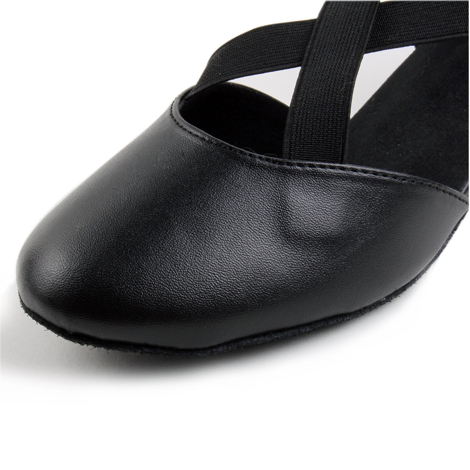 Ladies black suede sole ballroom dancing shoes for tango and latin practice with closed-toe design (PD7307A)1