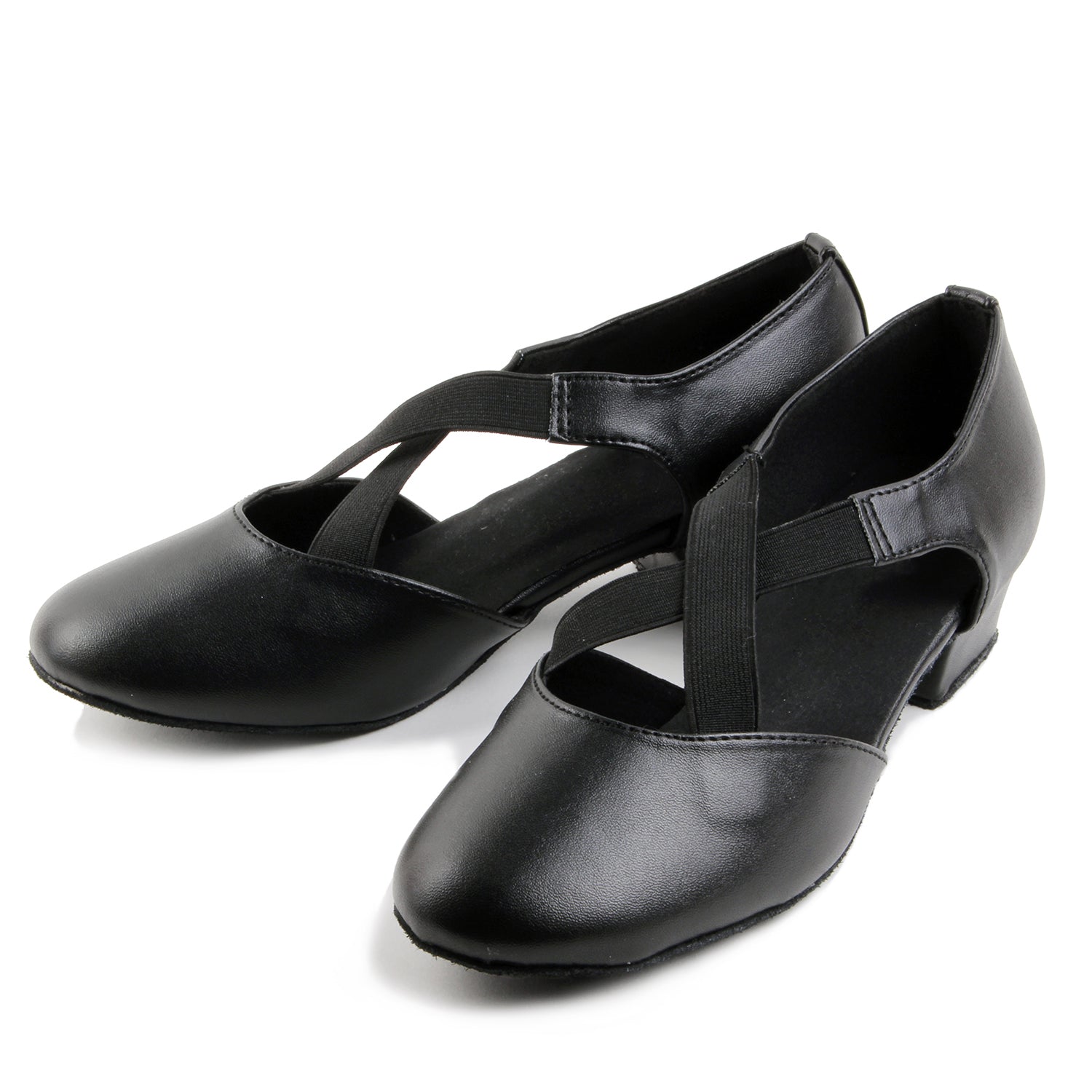 Ladies black suede sole ballroom dancing shoes for tango and latin practice with closed-toe design (PD7307A)3