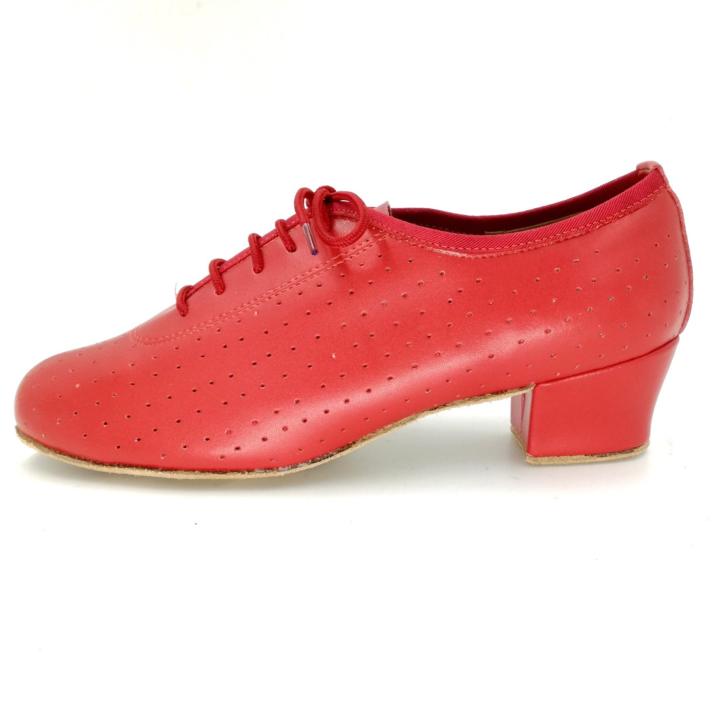 Women Ballroom Dancing Shoes Ladies Tango Latin Practice Dance Shoe Suede Sole Lace-up Closed-toe Red (PD5002F)